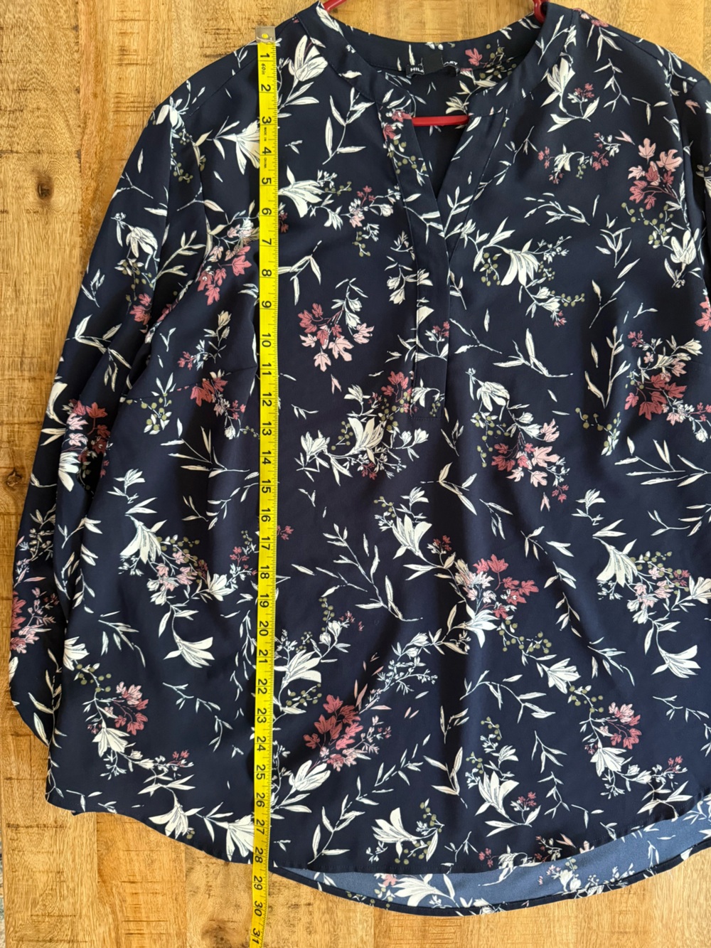 Hilary Radley Navy Floral Long Sleeve Blouse Top Size XXL Plus Size Career Casua - Picture 8 of 10